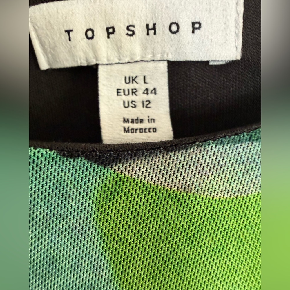 Topshop Abstract Print Long Sleeve Mesh Green and Black Maxi Dress Whimsigoth - Picture 2 of 6